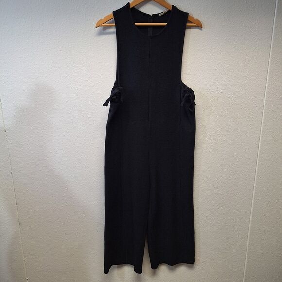 Madewell Pants - Black Sleeveless Wide-Leg Jumpsuit with Side Tie Detail